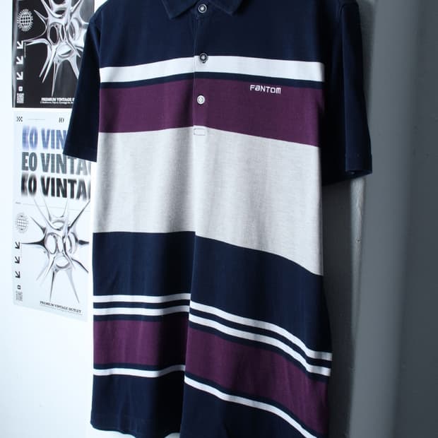 (L-XL) 팬텀 반팔 카라 티셔츠 골프 스트라이프 컬러믹스-H30465