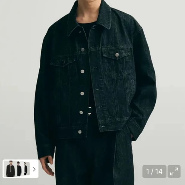 노이어 오버핏 크롭 데님자켓 (블랙)