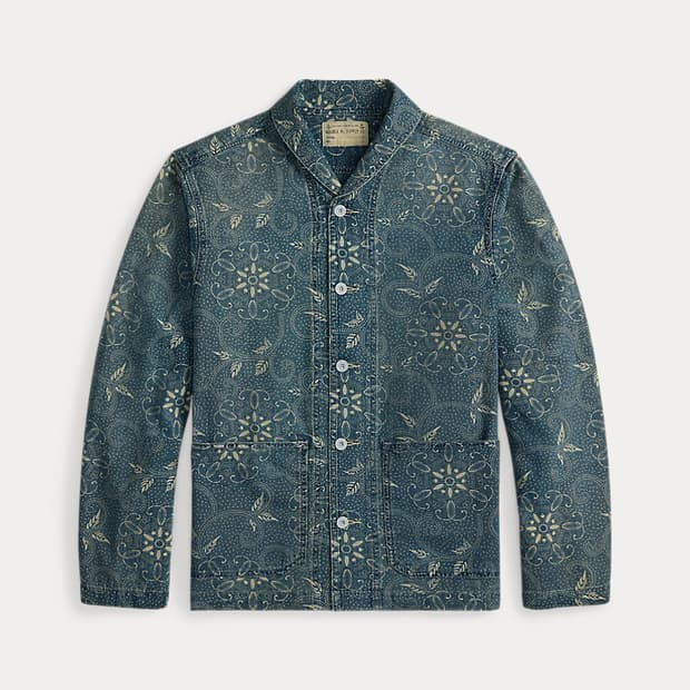 RRL 인디고 프린트 우븐 오버셔츠 S
