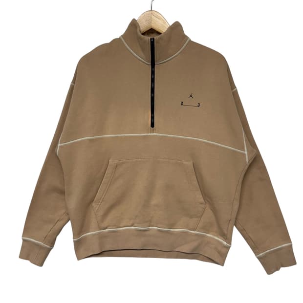 조던 로고 반집업 맨투맨 베이지