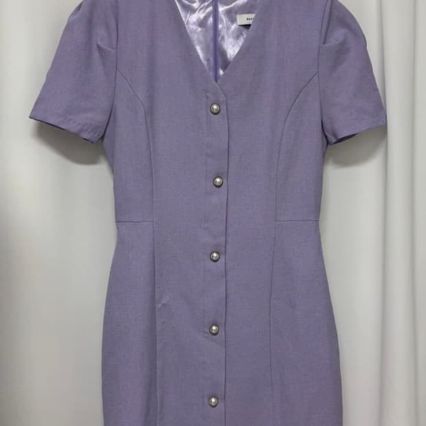 허쉬 퍼플 미니 원피스 반팔