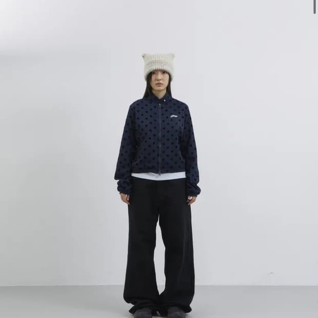 탄산마그네슘 도트 점퍼 자켓 네이비