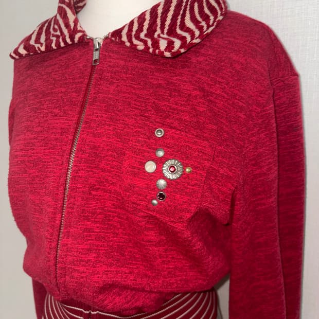 다잉브리드 집업 가디건 레드