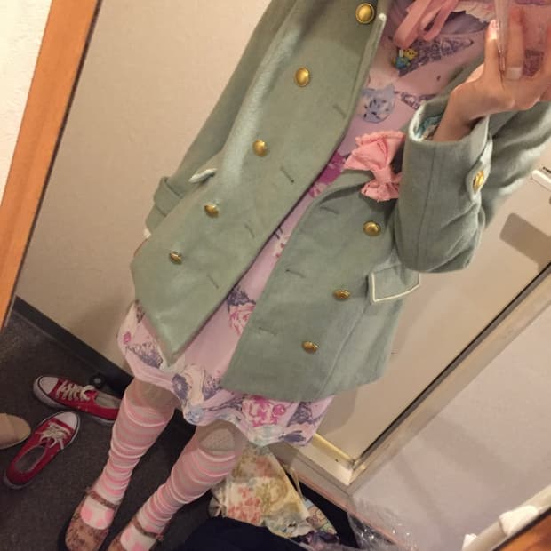 금장 민트 코트 빈티지 하라주쿠 러블리 니혼진