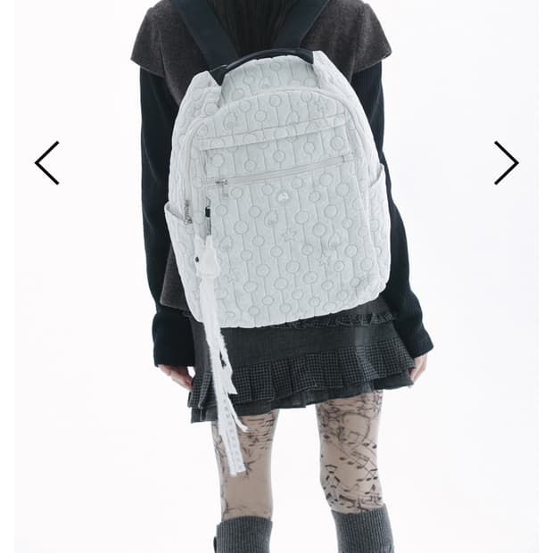 허그유어스킨 퀄티드 멀티 백팩 아이보리+키링 