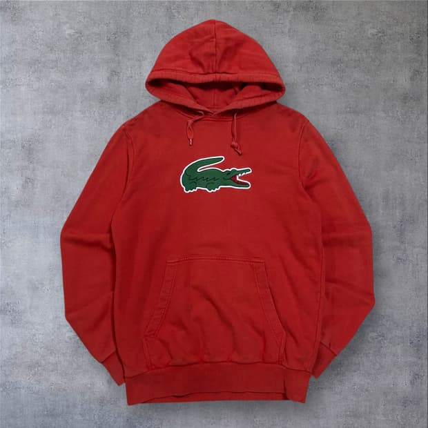 라코스테 빅로고 오렌지 후드티