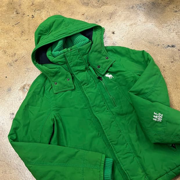 [정품/S] 아베크롬비 그린 패딩 점퍼 b18