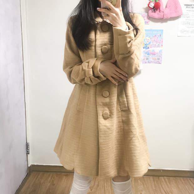 빈티지 브라운 라떼 리본 코트 히메갸루 로걀 라떼 히메카지 리즈리사깔