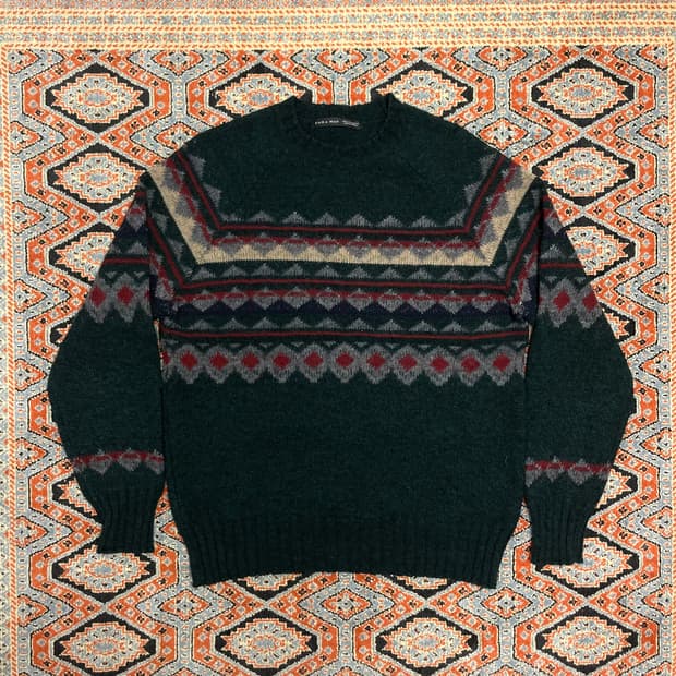 자라 맨 딥그린 패턴 아크릴 혼방 니트 남성L