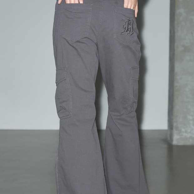 헬레네파리스 피그먼트 부츠컷 카고 팬츠 스모크그레이M
