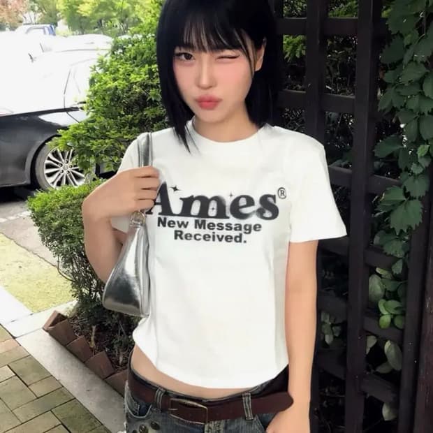 라운드 크롭티 ROUND HEM CROP TEE WHITE 