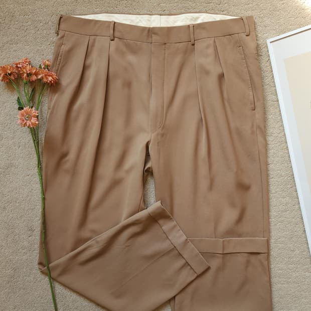 90s 폴로 랄프로렌 엑스트라 파인 버진울 이탈리안 투턱 치노팬츠 38