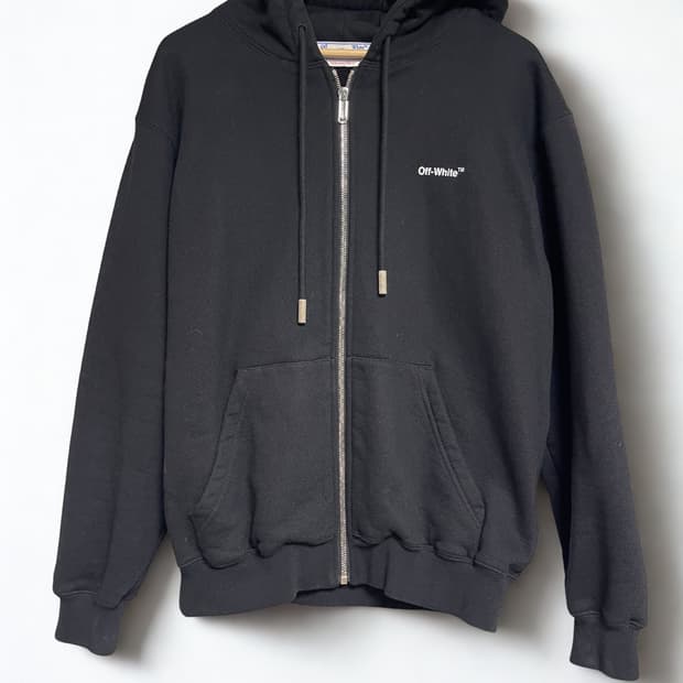 Off-White 블랙 후드 집업 M