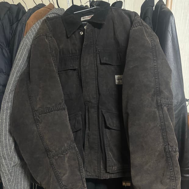 Stussy 워시드 캔버스 샵 자켓 XL 