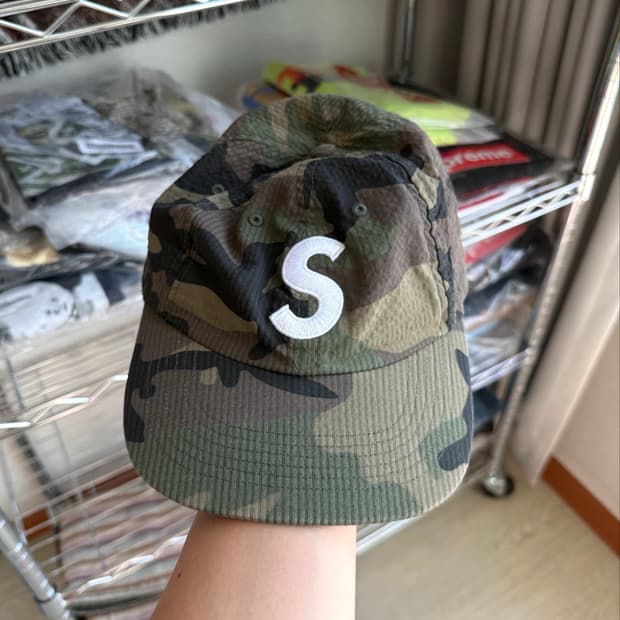 슈프림 시어서커 우드랜드 카모 캠프캡