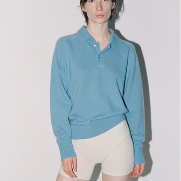 파르벵 울 캐시미어 버튼 카라라 니트