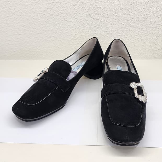 프라다 비즈 스웨이드 구두 블랙 39