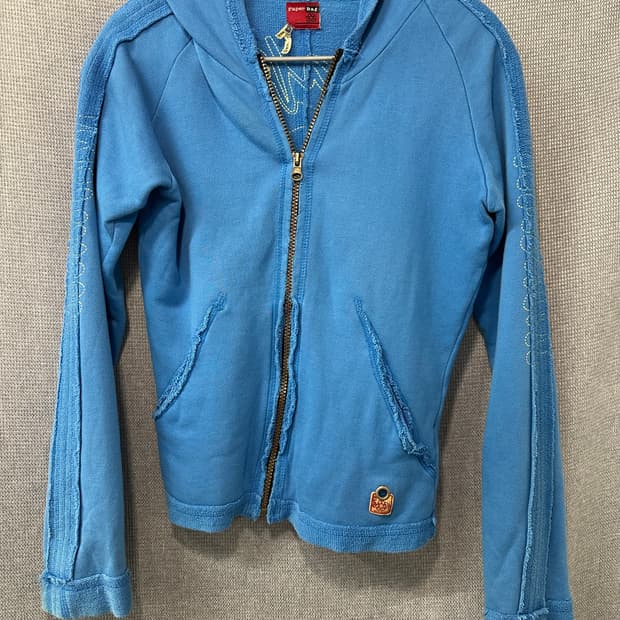 Paper Bag 블루 집업 후디