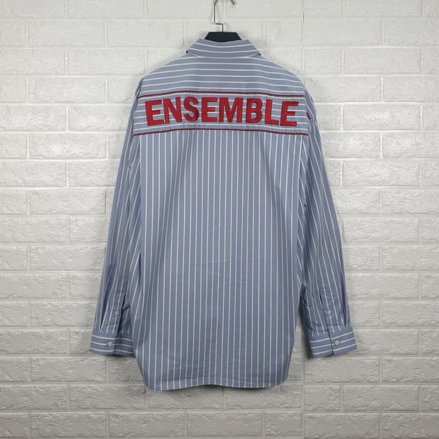 [100]지오송지오 등판자수 오버핏 스트라이프 셔츠