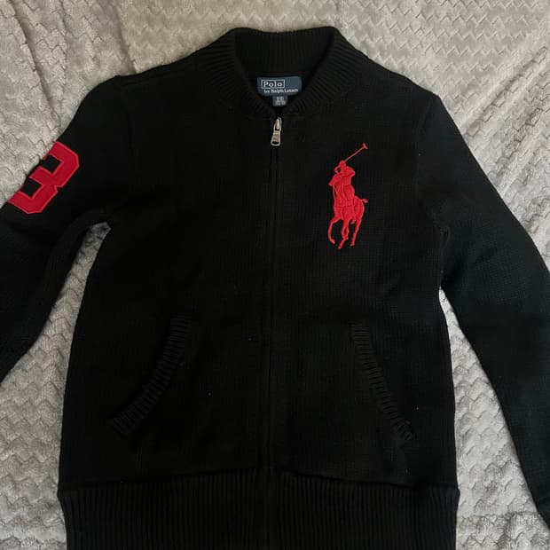 폴로 랄프로렌 스웨터 빅포니 풀집 니트 S