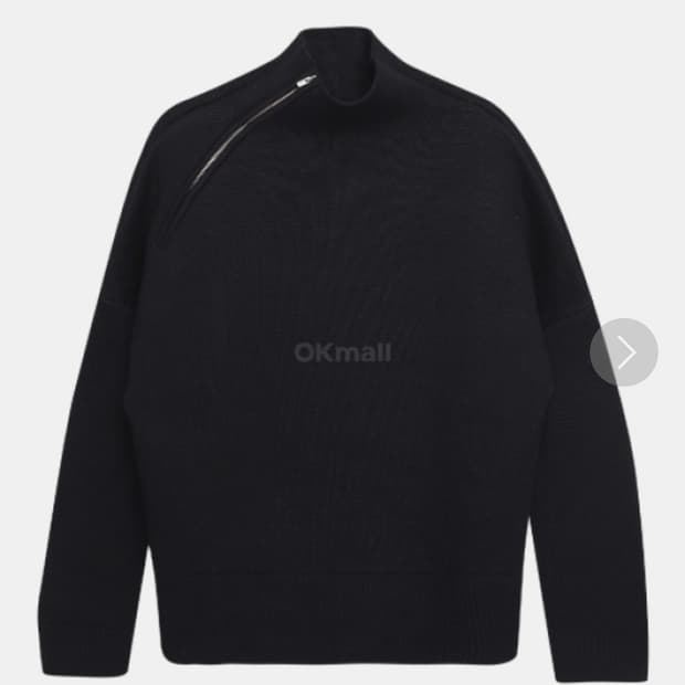 (새상품)자크뮈스 메리노울 넥 크롭 집업 스웨터 블랙/S