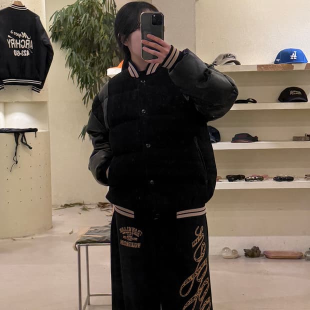 마뗑킴 빅로고 레더 다운 패딩 U309