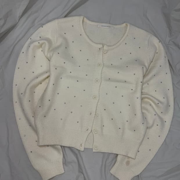 쥬얼 큐빅 니트 가디건 