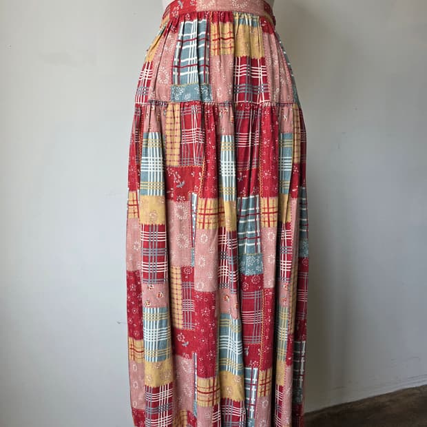 패치워크 롱 스커트