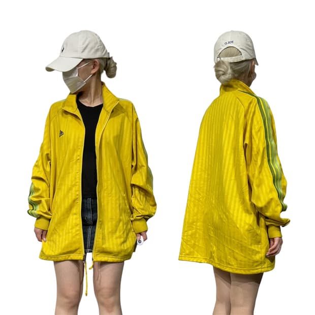 아디다스 오버핏 옐로우 삼선 올드스쿨 트랙탑 져지 XL