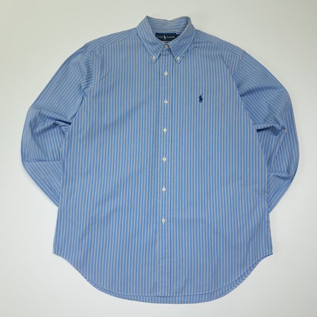 CL614 L 폴로 00s 코튼 뱅커스트라이프 블루 셔츠 남방