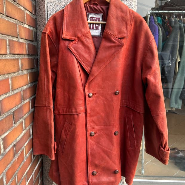 90’s 재팬 레더 더블카코트