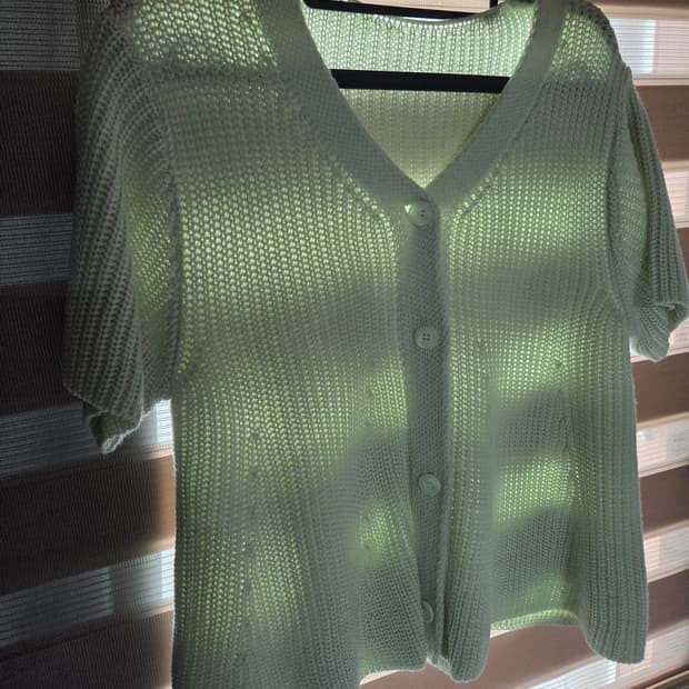 5천원 급처! 연두 반팔 니트 가디건 모리걸룩 청순 빈티지