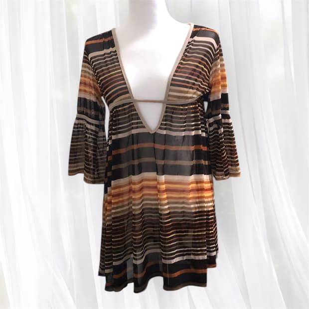 빈티지 모리걸 오렌지초코 레이어드 원피스