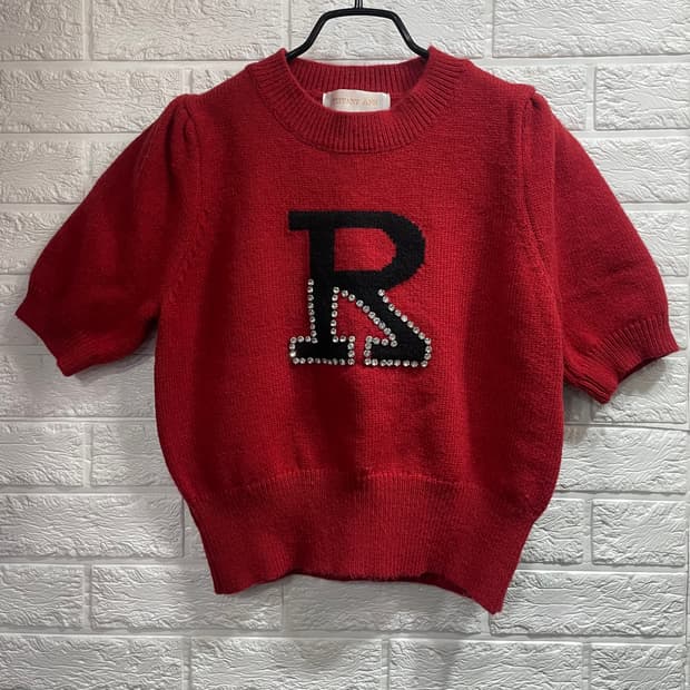 티파니앤 반팔큐빅니트 빨간니트 레드니트