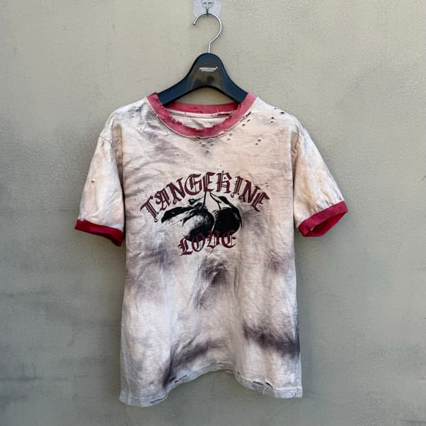 Vintage bleach faded Chicago 링거 반팔티
