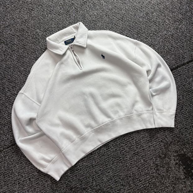 폴로 랄프로렌 신형 코튼 블렌드 크롭 하프 집업 3030