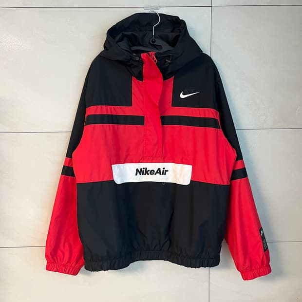 [XL] 나이키 NSW 에어 우븐 아노락 바람막이 레드 블랙