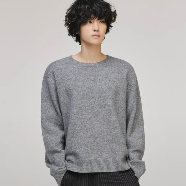 블렌드 쉐이드 라운드넥 니트[그레이]
