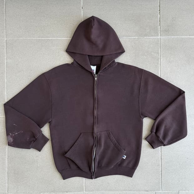 00s 빈티지 러셀 후드집업 브라운 S