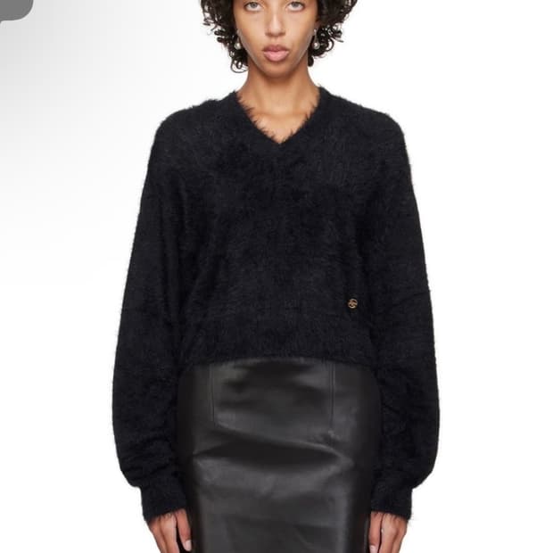 렉토 여성 블랙 크롭 니트