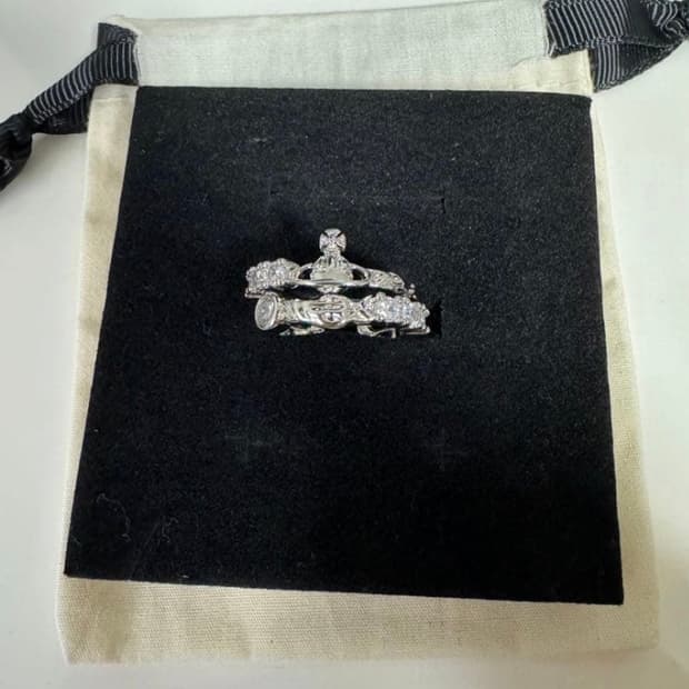 비비안웨스트우드 아카이브 크리스탈 실버 orb링 반지