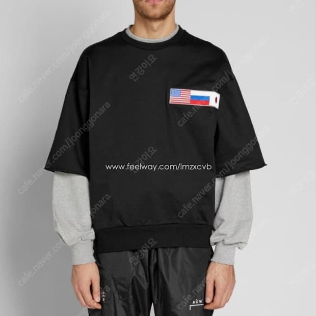 고샤 더블슬리브 맨투맨 크루넥 블랙s