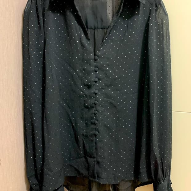 자라 zara 시스루 글리터 리본 스트랩 블라우스