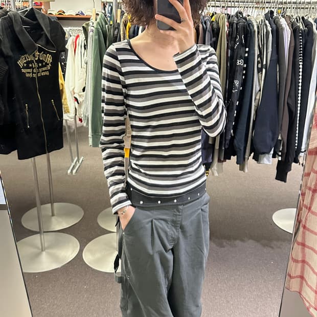 M)ESTACOT vintage 여성 스트라이프 롱슬리브