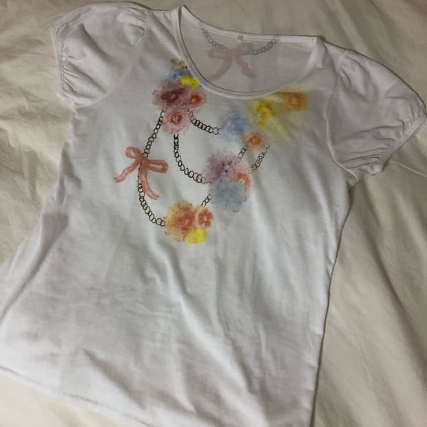 플라워 리본 반팔티셔츠