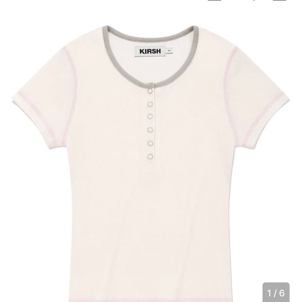 키르시 스티치 슬림핏 티셔츠 아이보리