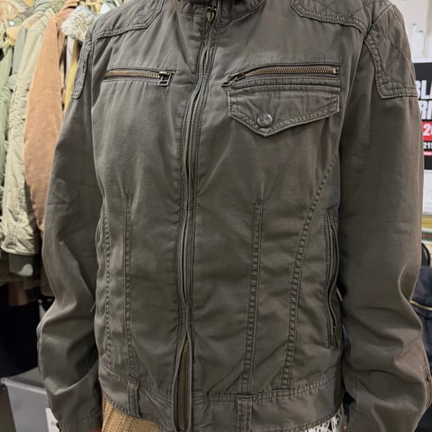 일본 빈티지 Spinash 락펑크 카고 넥버클 집업 자켓