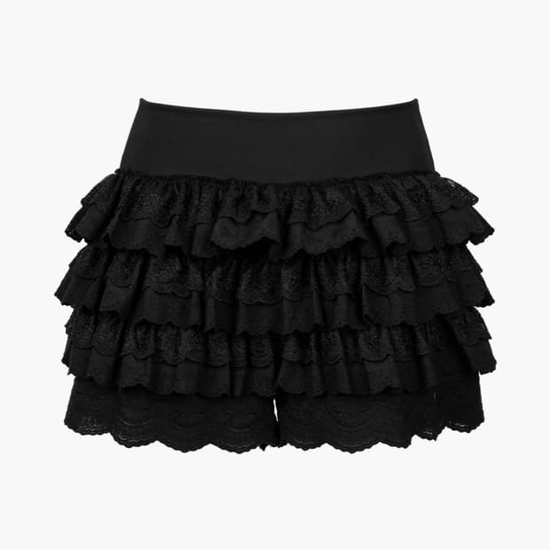 새상품) 러프넥 레이스 튜튜 팬츠 스커트 블랙