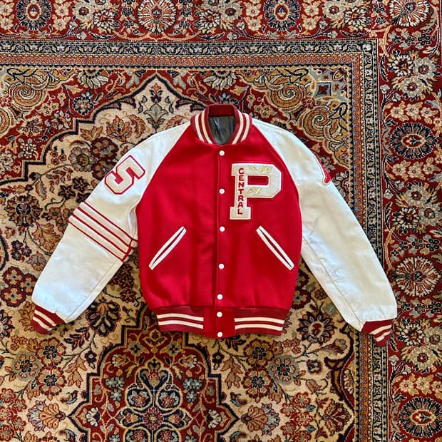 70s 리얼 빈티지 "Central Track Team" 바시티 자켓 