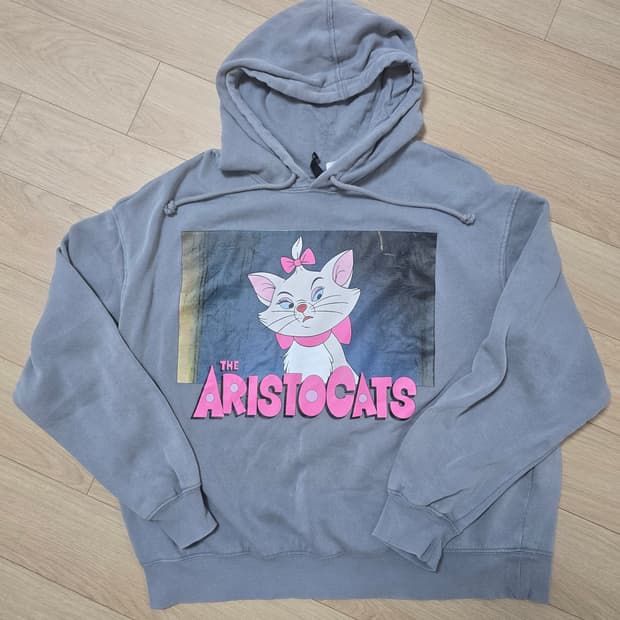 디즈니 아리스토캣 회색 후드티 XL